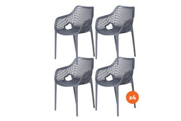 Set van 4 - Madino Air stapelbare stoel - Grijs, Tuin en Terras, Tuinsets en Loungesets, Verzenden, Nieuw, Overige materialen