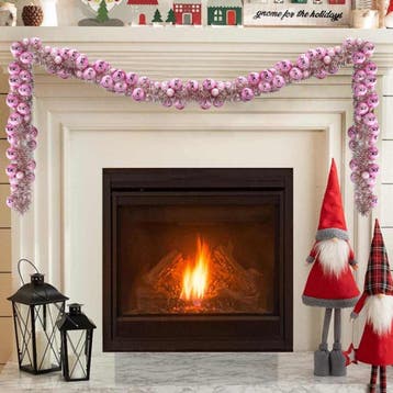 vidaXL Kerstbal Guirlande LEDs Roze 186 cm Polystyreen, Diversen, Kerst, Verzenden, Nieuw