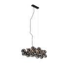 Art Deco hanglamp zwart met smoke glas 8-lichts - Uvas, Huis en Inrichting, Lampen | Hanglampen, Verzenden, Nieuw, Glas, Design