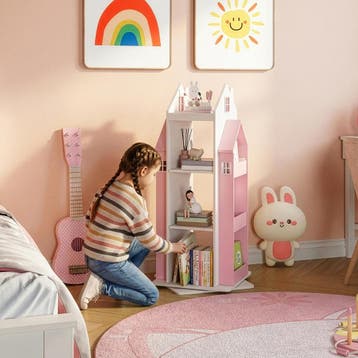 Kinderkast Vipsali 108x40x40 cm roze en wit [en.casa], Verzenden, Nieuw
