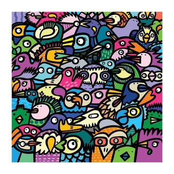 Kev Munday - All The Birds - Textured Giclee Print - No