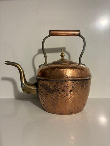 Theeketel - Koper, Messing - Bollitore/Ketel antiek, Antiek en Kunst