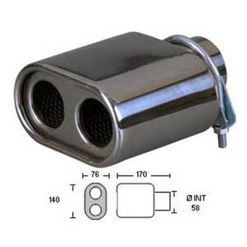 Uitlaatsierstuk RVS 538B4-60 - Passend 42-56mm, Auto-onderdelen, Uitlaatsystemen, Verzenden, Nieuw