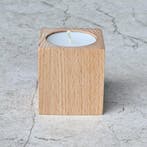 HOCHO Beukenhouten Waxinelichthouder – 50x50x60 mm- Natuu., Ophalen of Verzenden, Nieuw