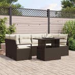 vidaXL Tuin Sofa Set met opslag met kussen 7 pcs Bruin poly, Verzenden, Nieuw, Rotan