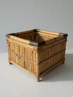 Doos - Vintage Coastal bamboe planter met koperbekleding -