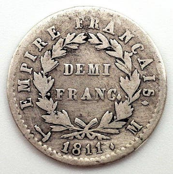 Frankrijk. Napoléon I (1804-1814). 1/2 Franc 1811-M,