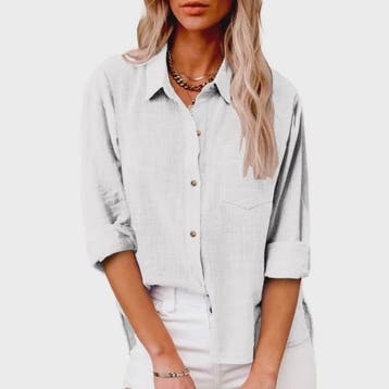 Dames Blouse met Lange Mouwen - Katoen Linnen Look, Huis en Inrichting, Verzenden, Nieuw