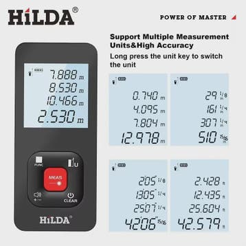 HILDA Laser Afstandsmeter - 50M, 100M, 120M - Precisie Bouwm, Verzenden, Nieuw