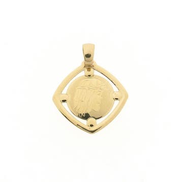 Gouden hanger met gezicht van Jezus (Hanger of bedel), Ophalen of Verzenden, Gebruikt, Goud, Overige merken