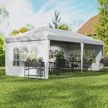 Outsunny Partytent 6x3m Pop-Up Gazebo met 4 Afneembare Zijwa, Verzenden, Nieuw