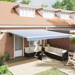 vidaXL Inklapbaar Zonnescherm Blauw en Wit 500 × 300 cm, Tuin en Terras, Verzenden, Nieuw