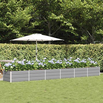vidaXL Plantenbak Lichtgrijs 480 x 80 x 45 cm Staal, Tuin en Terras, Bloembakken en Plantenbakken, Verzenden, Nieuw, Metaal, 60 tot 100 cm