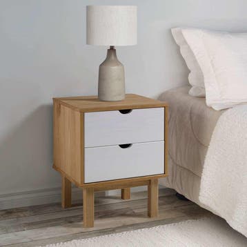 vidaXL Nachtkastje OTTA 45x39x57 cm massief grenenhout bruin, Minder dan 45 cm, Verzenden, Nieuw, 55 tot 70 cm