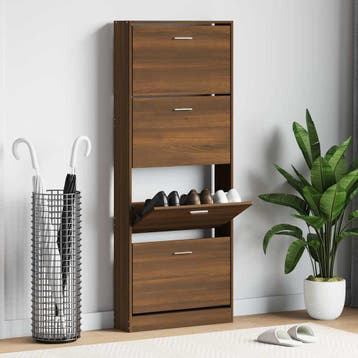 vidaXL Schoenenkast 59x17x150 cm bewerkt hout bruin, Huis en Inrichting, Verzenden, Nieuw