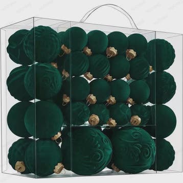 46-Delige Kerstballen Set - Velvet Pluche Kerstdecoratie Bal, Verzenden, Nieuw