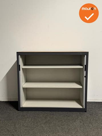 Aspa - Roldeurkast - 105x120x47 cm - Antraciet/Lichtgrijs -, Werkplek, Ophalen of Verzenden, Gebruikt, Kast