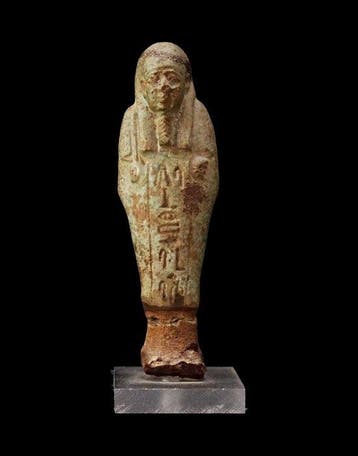 Oud-Egyptisch Faience - Ushebti met een buikkolom van
