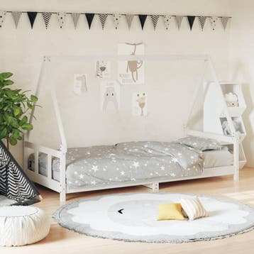 vidaXL Kinderbedframe 90x190 cm massief grenenhout wit, Verzenden, Nieuw