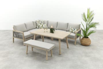 GI Decala rope lounge-/diningset incl. tuinbank - Teak/Zand, Verzenden, Nieuw, Overige materialen, Loungeset