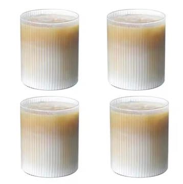 Origami Glazen Koffiemok 300 ml – Gestreept Design Drinkglas, Verzenden, Nieuw