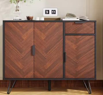 Opbergkast Zwart/Hout – 90 cm met Verstelbare Planken, Huis en Inrichting, Keuken | Keukenelementen, Verzenden, Nieuw