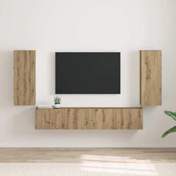 vidaXL TV Wandkast 2 st Ambachtelijk eiken Bewerkt hout, Minder dan 50 cm, Verzenden, Nieuw, Minder dan 100 cm