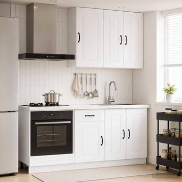 vidaXL Keukenblok KALMAR 5 st Wit Bewerkt hout, Verzenden, Nieuw, Wit
