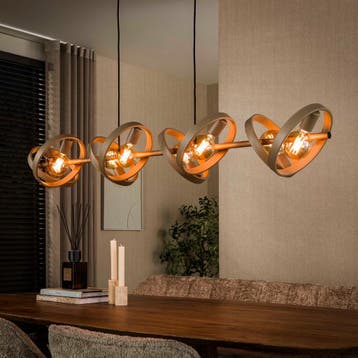 Hanglamp Amara - 8-lichts - Beige - Metaal (Internet, Ophalen of Verzenden, Nieuw
