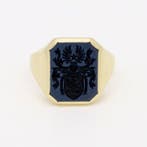 Ring - 14 karaat Geel goud - Lagensteen. Intaglio., Sieraden, Tassen en Uiterlijk, Ringen, Nieuw