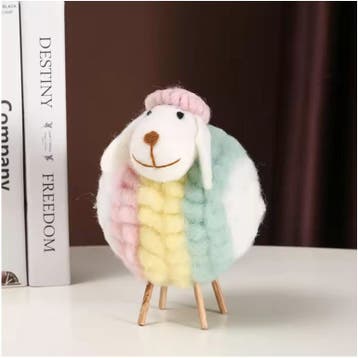 Vilten Schapen Beeldje – Kawaii Decoratie voor Huis