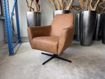 Veiling - Fauteuil Arsenie -Draaibaar- Microleder - Cognac -, Nieuw