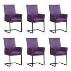 Set van 6 Leren eetkamerstoelen Ruler - Toledo Aubergine, Ophalen of Verzenden, Nieuw, Leer
