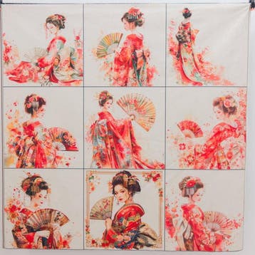 AA187 - Decoratieve stof - Galerij van vrouwelijke gezichten