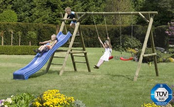Houten speeltoestel Classic inclusief twee schommels en, Kinderen en Baby's, Speelgoed | Buiten | Speeltoestellen, Ophalen of Verzenden