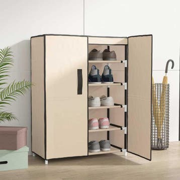 vidaXL Schoenenkast 60x28x90 cm stof crèmekleurig, Verzenden, Nieuw