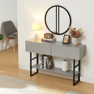 Consoletafel Varberg 120x30x75 cm lichtgrijs en zwart [en.ca, Huis en Inrichting, Tafels | Sidetables, Verzenden, Nieuw