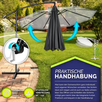 Zweefparasol - Tuinparasol - Parasol 300 cm - Met voet - Met, Tuin en Terras, Parasols, Verzenden, Zo goed als nieuw