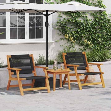 vidaXL Tuin Relax Stoel 2 st Zwart Massief Acaciahout, Tuin en Terras, Tuinstoelen, Verzenden, Nieuw