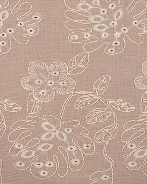 Katoen Geborduurd Bloemen Zand, Nieuw, Bruin