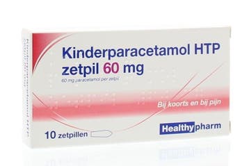 Paracetamol kind 60 mg Healthypharm - 10 zetpillen, Verzenden, Nieuw