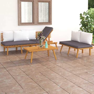 vidaXL 3-delige Loungeset met kussens massief acaciahout, Tuin en Terras, Verzenden, Nieuw, Hardhout, Loungeset