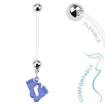 Fako Bijoux - Zwangerschapspiercing - Babyvoetjes - Blauw, Verzenden, Nieuw