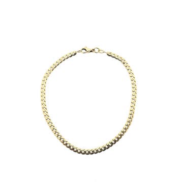 Gouden platte gourmet schakelarmband, Ophalen of Verzenden, Gebruikt, Goud, Goud