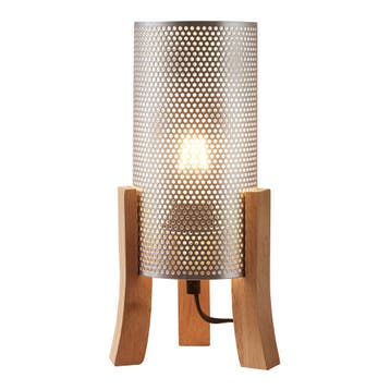 Tafellamp Joelleldsvin 30x14x14 cm E27 houtkleurig en zilver, Verzenden, Nieuw