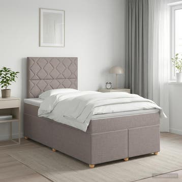 vidaXL Boxspringbed met matras met hoofdeinde Taupe 120 x, Verzenden, Nieuw, Twijfelaar
