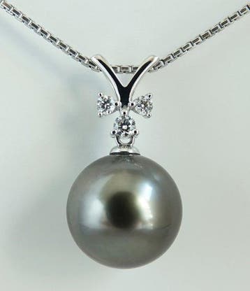Hanger - 18 karaat Witgoud Parel - Diamant - Stormy