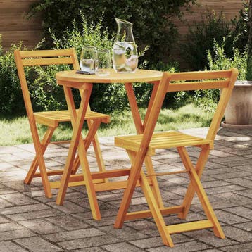 vidaXL Tuin eettafelset 3 st Olie naturel Massief Acaciahout, Verzenden, Nieuw, 3 zitplaatsen