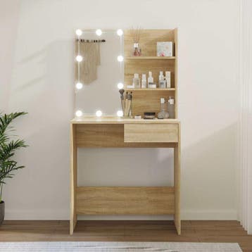 vidaXL Kaptafel met LED 74,5x40x141 cm bewerkt hout sonoma, Verzenden, Nieuw