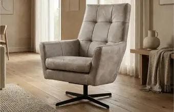 Grijze leren draaifauteuil, Ophalen of Verzenden, Nieuw, Leer